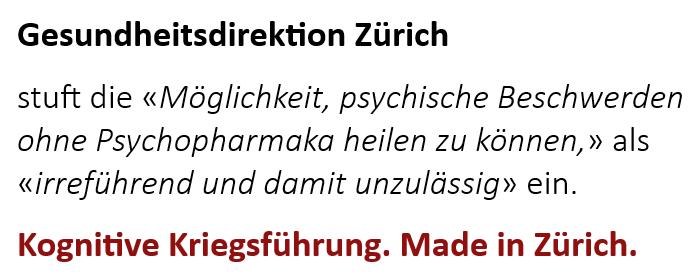 Kognitive Kriegsführung der Gesundheitsdirektion Zürich und der Psychotherapeutinnen und Psychotherapeuten ASP gegen die effiziente Psychotherapie von Dietmar Luchmann